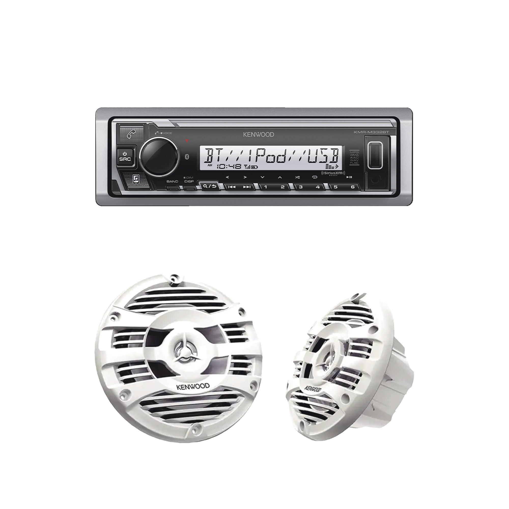 Kit de estéreo con Bluetooth KMR-M332BT con Bocinas KFC-1653MRW