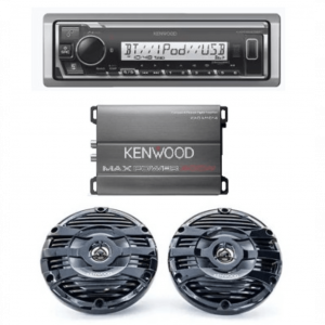 Kit de estéreo KMR-M332BT | Amplificador KAC-M1814 | bocinas KFC-1653MRB Kenwood