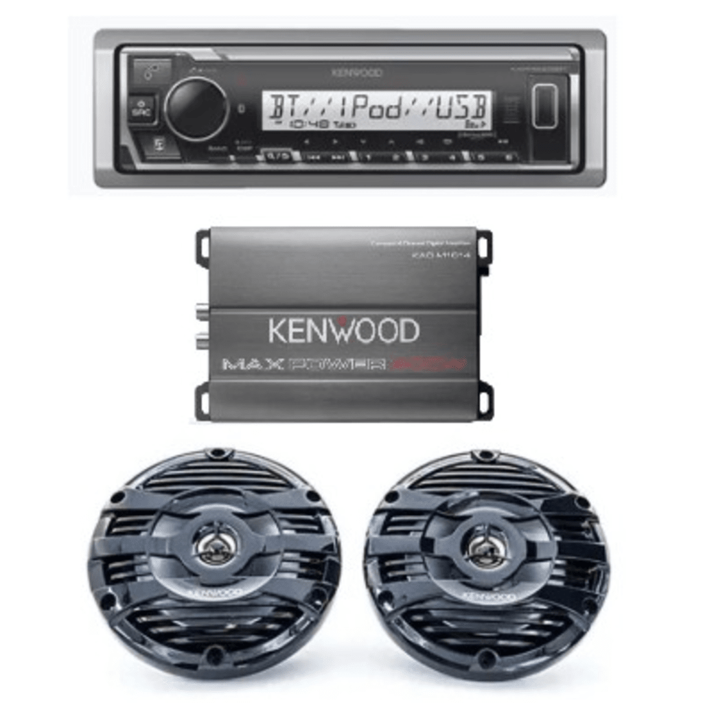 Kit de estéreo KMR-M332BT | Amplificador KAC-M1814 | bocinas KFC-1653MRB Kenwood